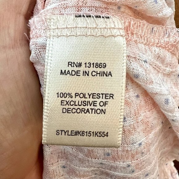 Evolutionary Pink Scoop Neck Short Puff Sleeve Smocked Bodice Babydoll Top Sz S - Picture 6 of 7